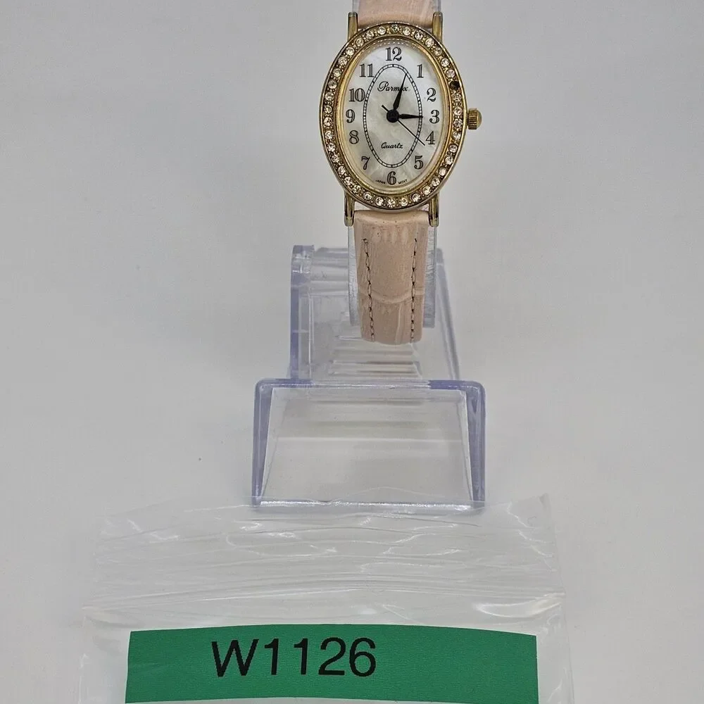 VTG Parmex Women's Watch 24MM MOP Dial New Pink Leather‎ Bands New Battery